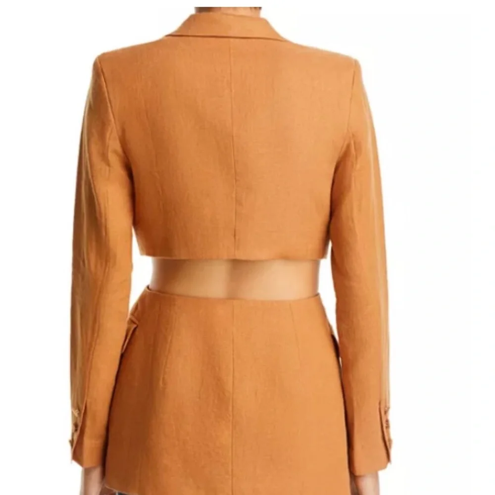 Bardot Domenica Linen Cotton Cut Out long Blazer orange camel Brown 59249JB - Picture 2 of 5